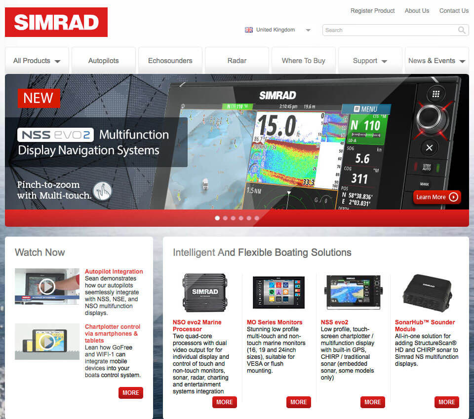 Simrad Yachting website design