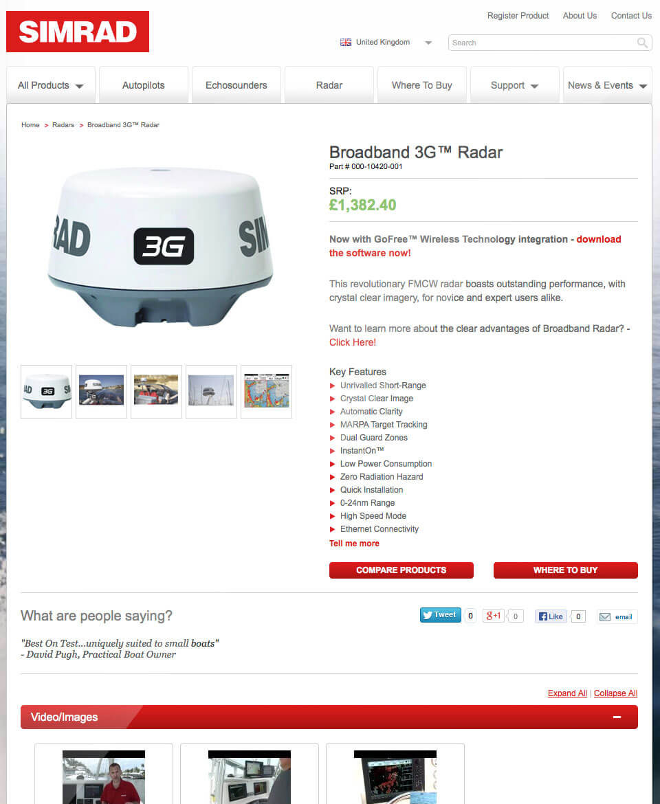 Simrad Yachting product page