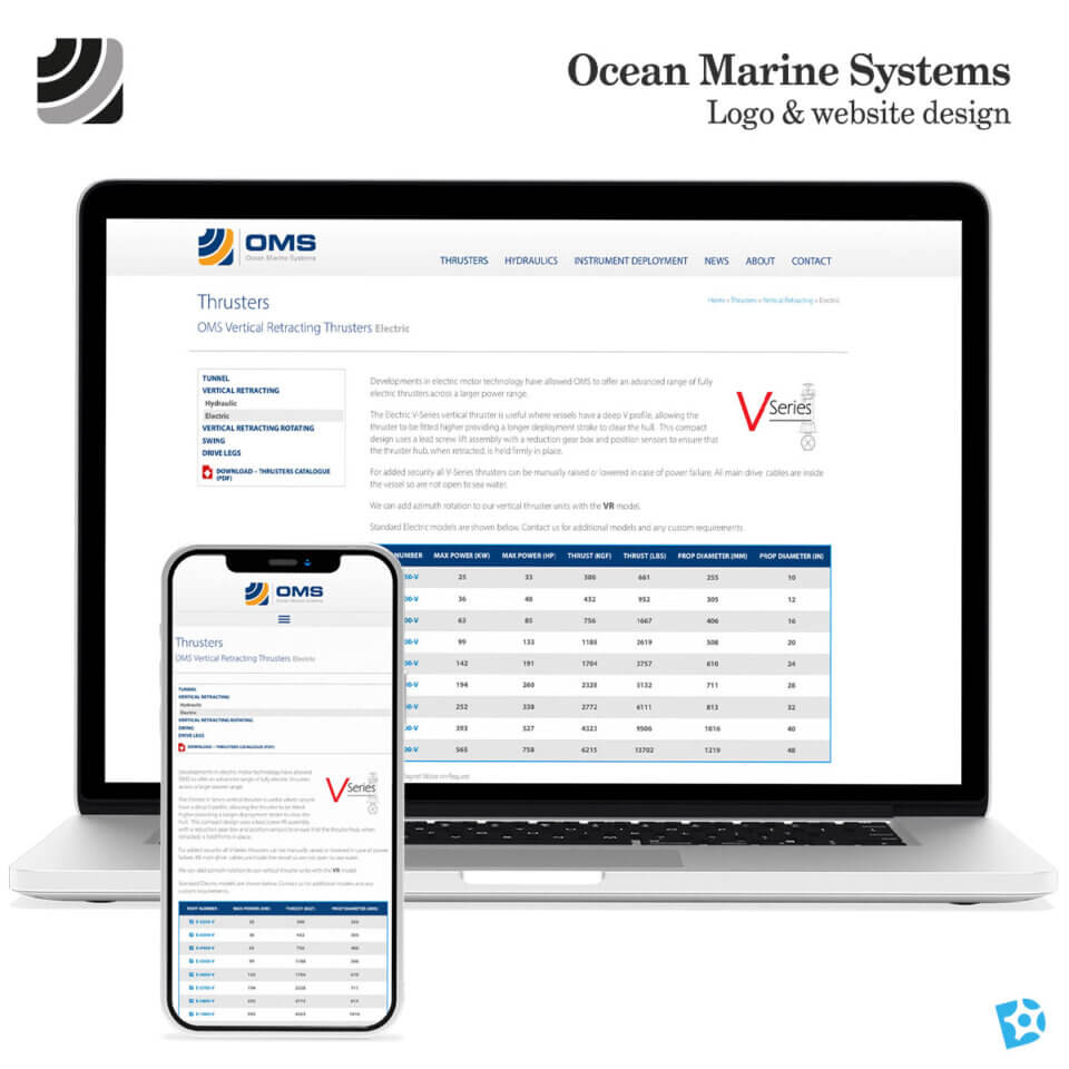 Ocean Marine Systems (OMS) Logo and website design
