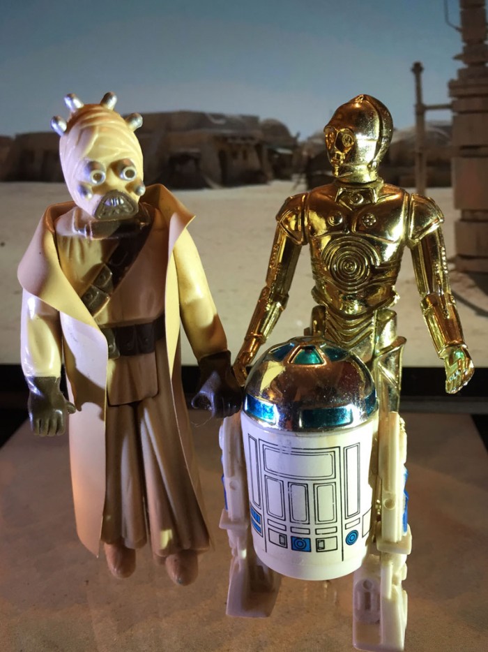 C3PO and R2D2 with Tusken Raider