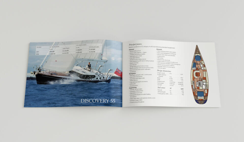 Discovery Yachts fleet brochure layout