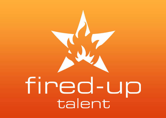Fired Up Talent Logo Design Reversed