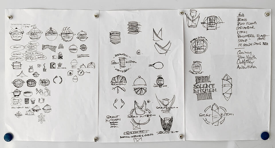 Solent Kitchen initial logo concept sketches