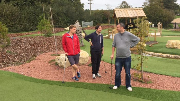 Playing golf