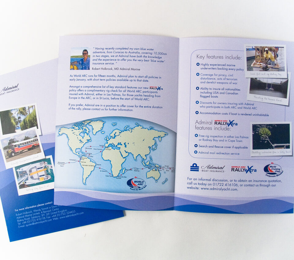 Adrmial Yacht Insurance World ARC Leaflet Design