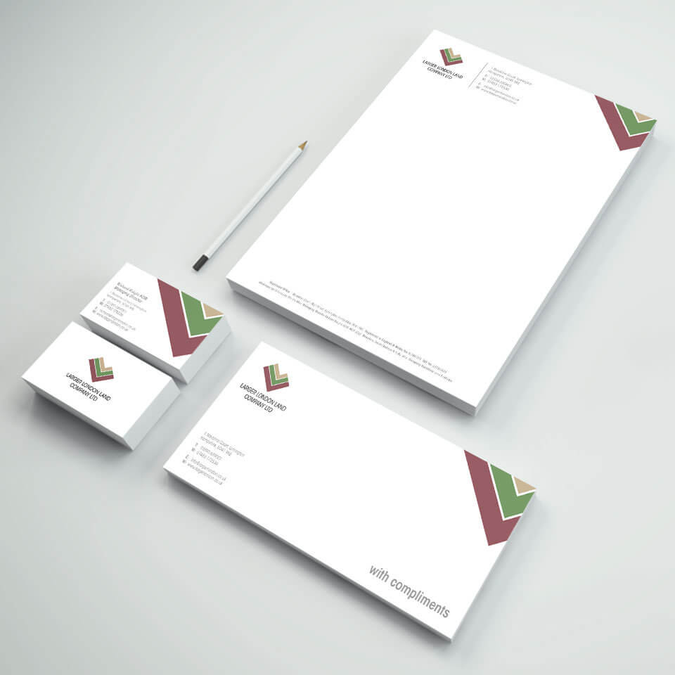 The Larger London Land Company Logo and Stationery Design