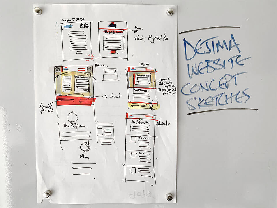 Dejima Asset Management website concept sketches