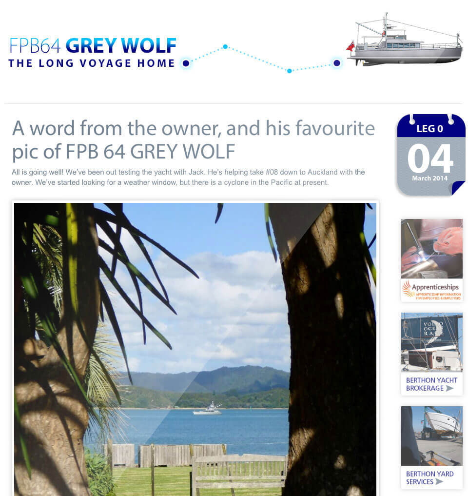 Grey Wolf voyage home website