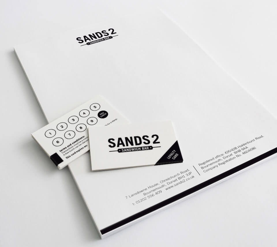 Sands2 Sandwich Bar Stationery Design