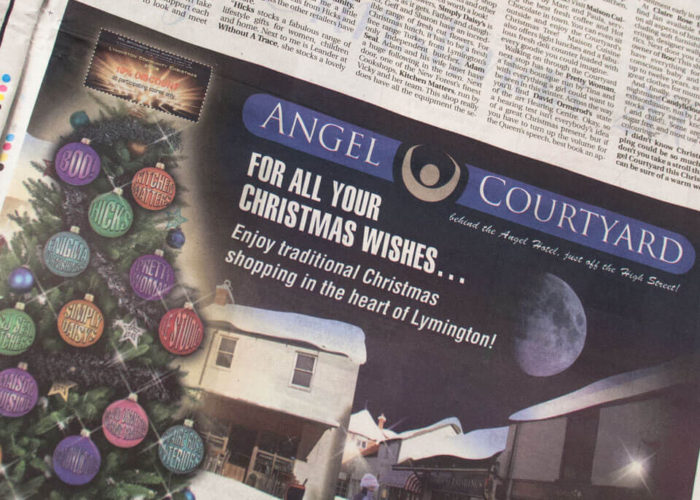 Angel Courtyard Christmas Advert with the final image in place