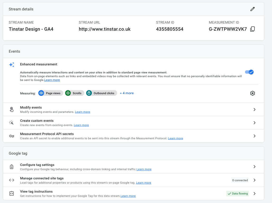 Creating a GA4 Data Stream